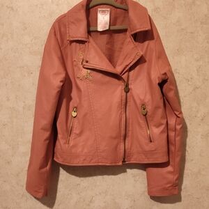 Pink Moto Jacket Asymmetrical Zipper